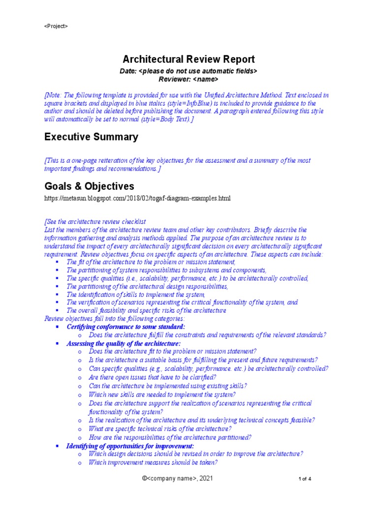 Architecture Review - CRs-existing Projects | PDF | System | Evaluation