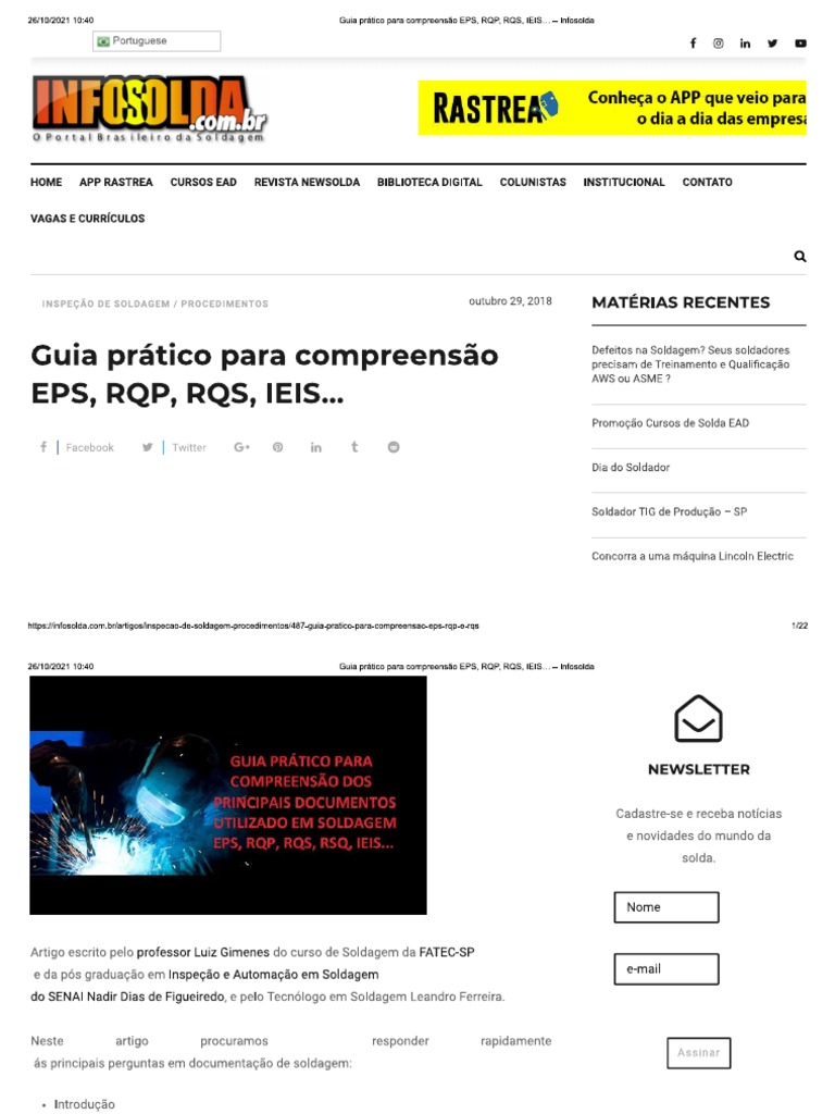 Guia Prático para Compreensão EPS, RQP, RQS, IEIS - Infosolda | PDF
