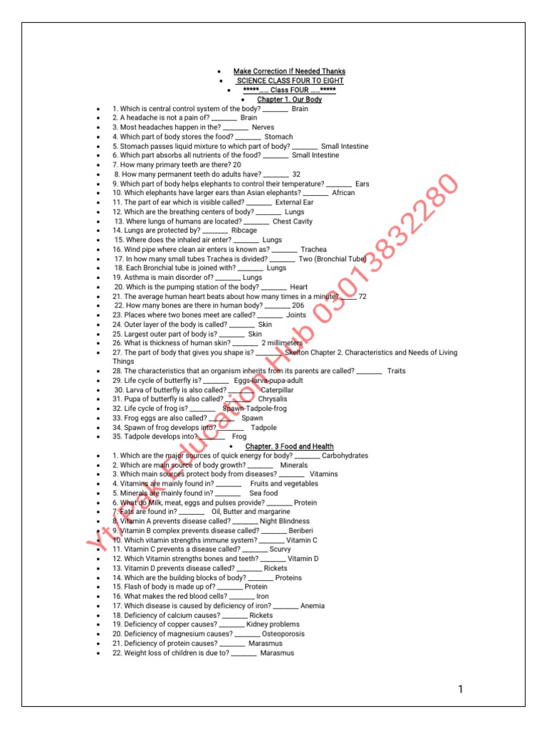 General Science Class 4 To 8 Pdf Organisms
