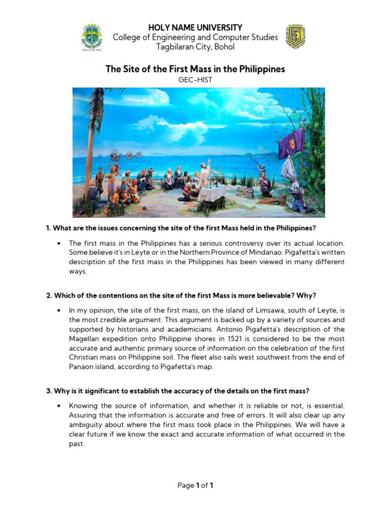 Controversy Over First Mass Location | PDF