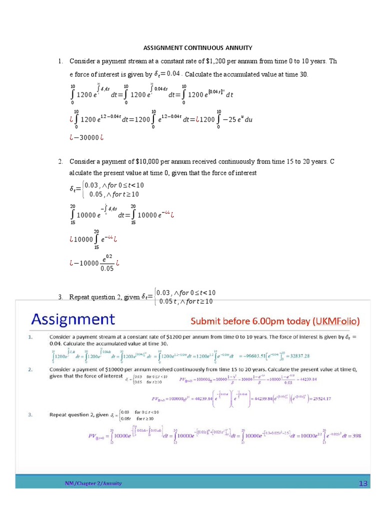 Continuous Annuity Assignment Pdf