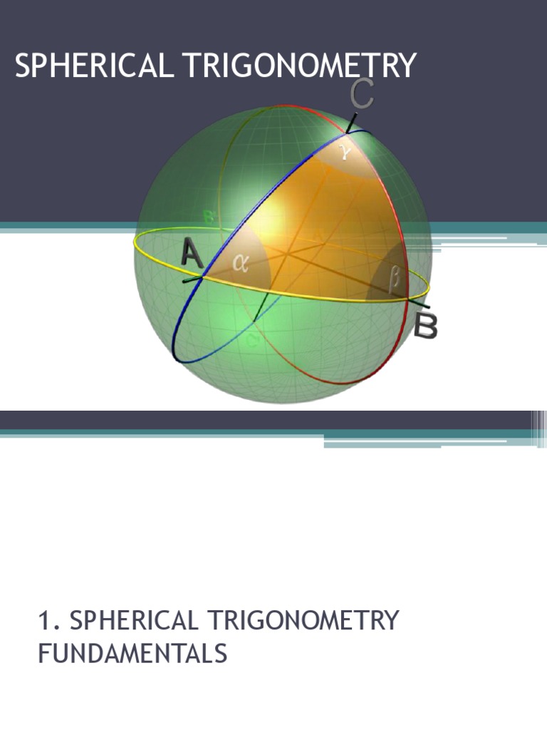 Spherical Trigonometry PDF Sphere Triangle