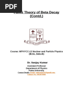 Fermi Theory of Beta Decay (Contd.) : Dr. Sanjay Kumar