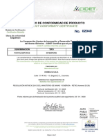 Certificado 02040 CIDET Portalamparas