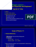 "Mechanics For Physicists and Engineers": Physics: Lecture 1