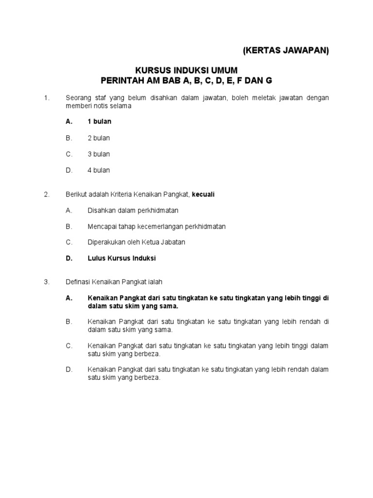 Contoh Borang Jawapan Soalan Objektif - Surasmi S