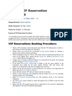 SOP For VIP Reservation Processing