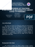 Effectiveness of Teaching Strategies in Mathematics Amidst Covid-19 Pandemic