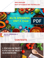 Ielts Speaking 2 UNIT 2: Food: Hanoi University of Science and Technology