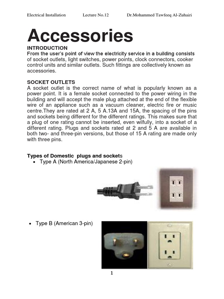 Electrical Installation Accessories Overview | PDF | Ac Power Plugs And ...