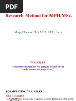 Research Methods For MSC MPH