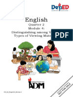 English: Quarter 2 Distinguishing Among Various Types of Viewing Materials