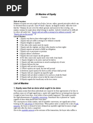 20 Maxims of Equity