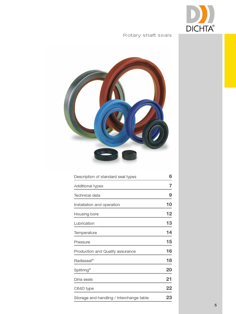 Dichta Rotary Shaft Seals PDF Bearing (Mechanical) Lubricant