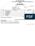 Fee Receipt: New RATC Lines, Near Sakti Dwar Mathura Cantt. Pin-281001, CBSE A Liation No - 2130074