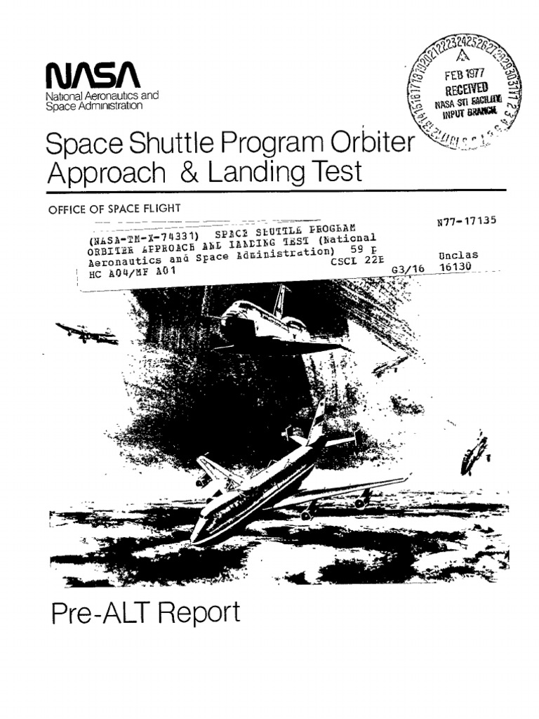Space Shuttle Program Orbiter Approach And Landing Test Pre Alt Report