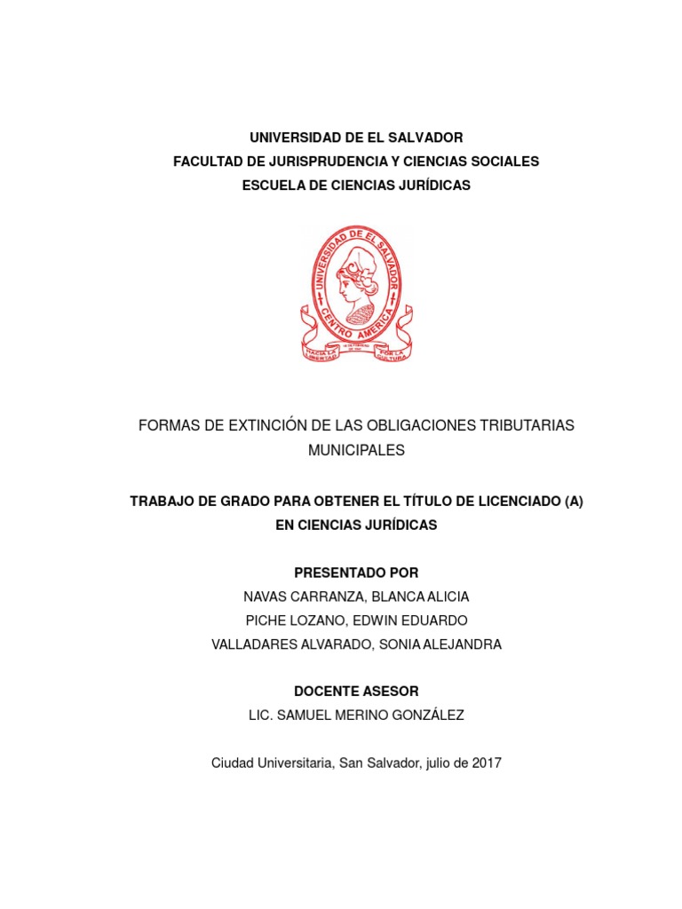 Extinción de Obligaciones Tributarias | PDF | Impuestos | El Salvador
