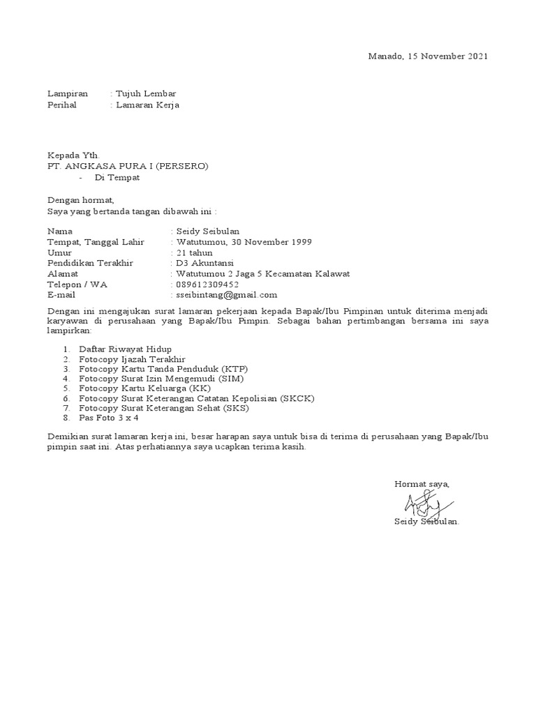 Contoh Surat Lamaran Kerja Alfamidi | PDF