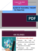 Professionalism in Teaching: Theory To Practice: Course Code: 8612 Unit 3