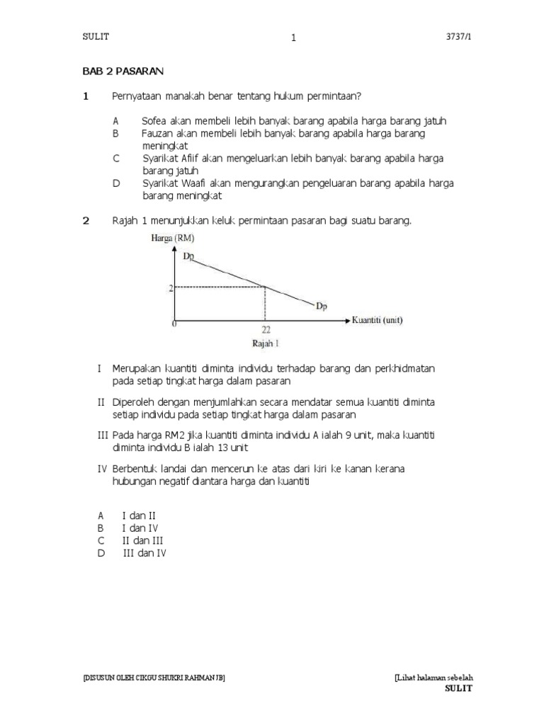 Koleksi Soalan Objektif Trial 2020 Bab 2 Soalan-1 | PDF