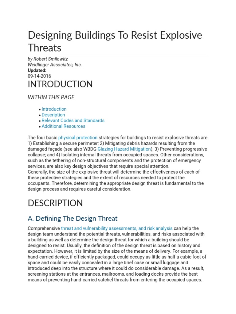 Building Design Against Explosive Threats | PDF | Reinforced Concrete ...