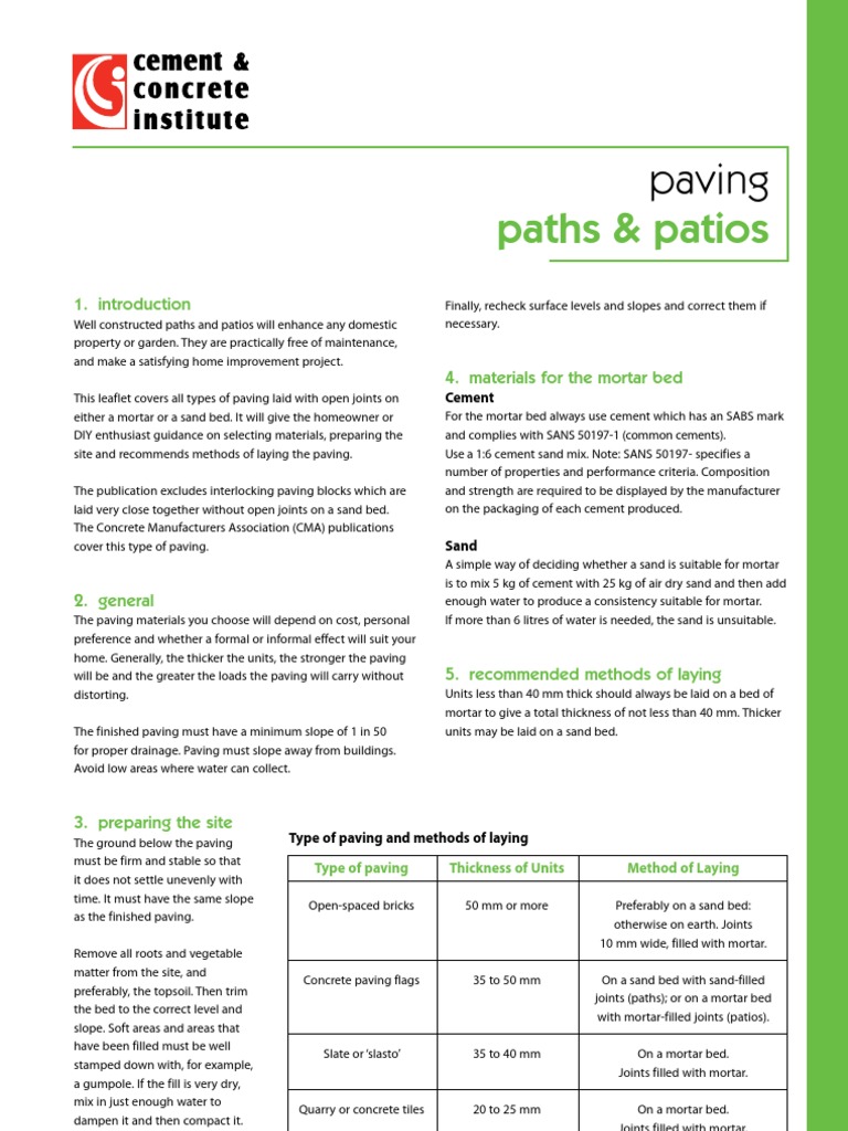Paving Paths and Patios 16022010 | PDF | Mortar (Masonry) | Road Surface