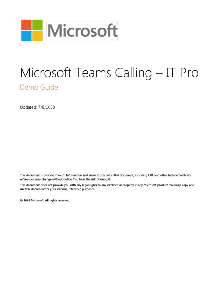 Teams Calling - IT Pro Demo Guide | PDF | Microsoft | Cloud Computing