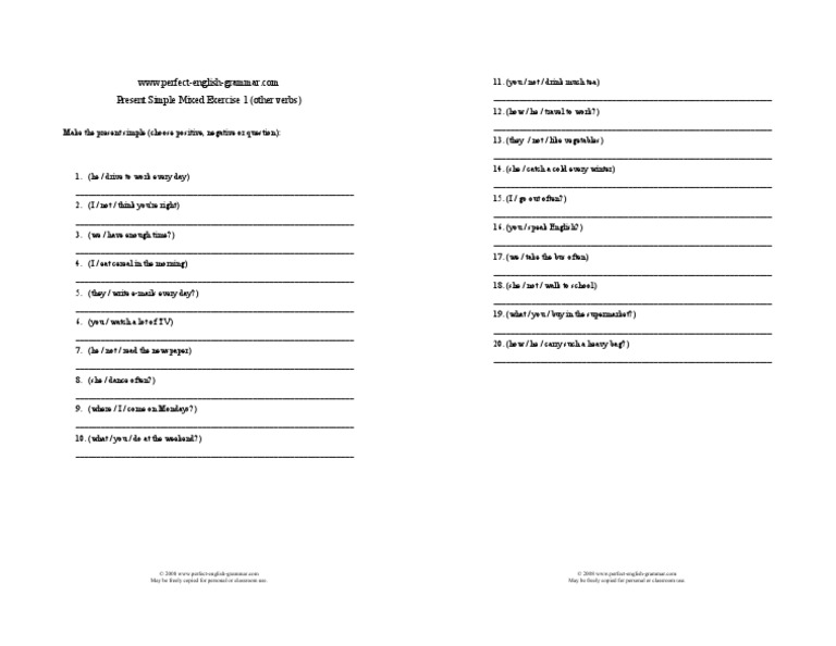 Present Simple Cwiczenia Klasa 5 Present Simple - Cwiczenia. 3B | PDF | Languages | Foreign Language Studies