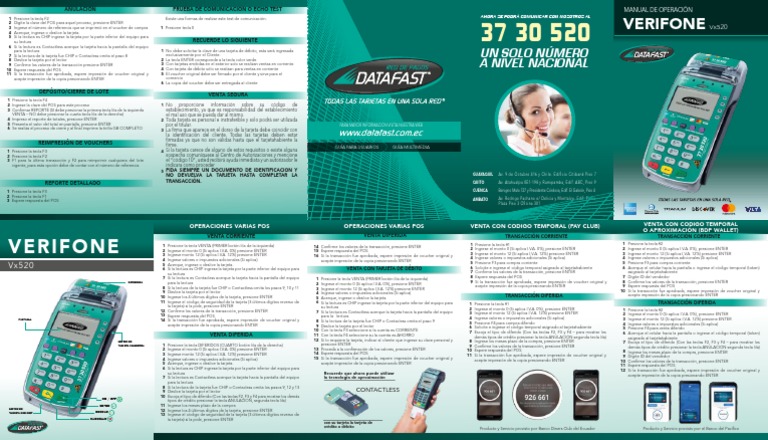 Manual de Operación Verifone Vx520 | PDF | Tarjeta de crédito | Tarjeta ...