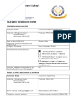 Well Green Primary School: Nursery Admission Form
