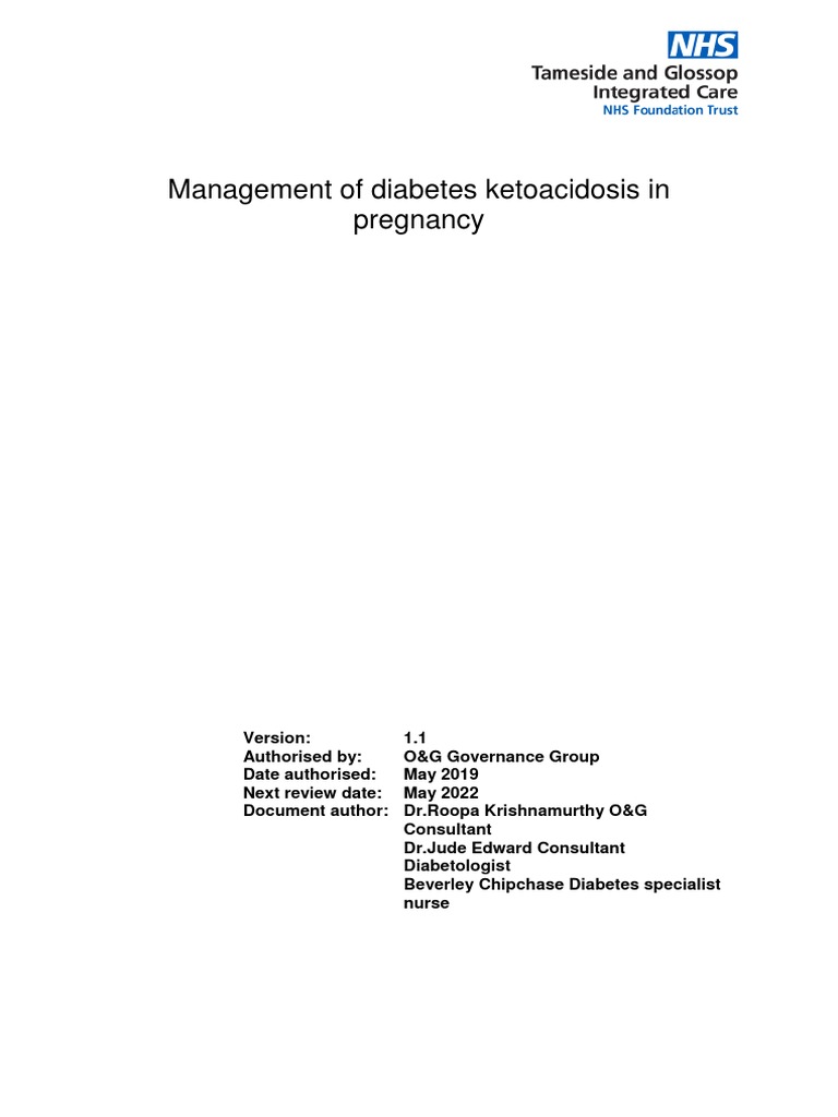 Management of Diabetes Ketoacidosis in Pregnancy | PDF | Diabetes ...