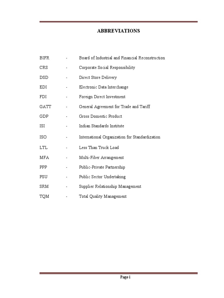 ABBREVIATIONS, Table, Chart Final | PDF | Public–Private Partnership ...