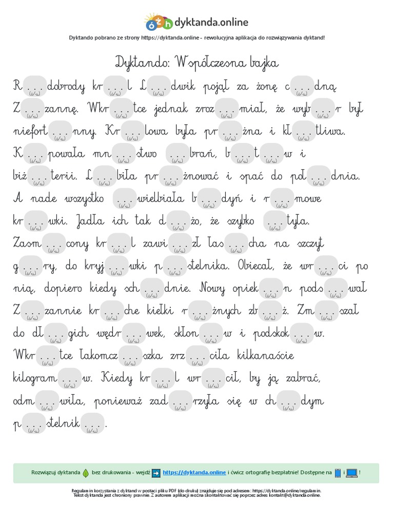 Dyktando Klasa 8 Do Wydruku Dyktando U I ó Worksheet Live Worksheets, 54% OFF