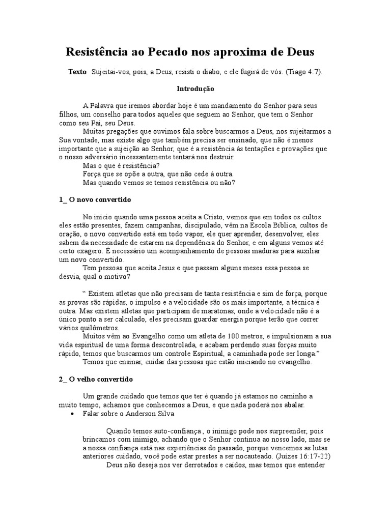 Resistencia Ao Pecado Nos Aproxima de Deus | PDF | Jesus | Deus