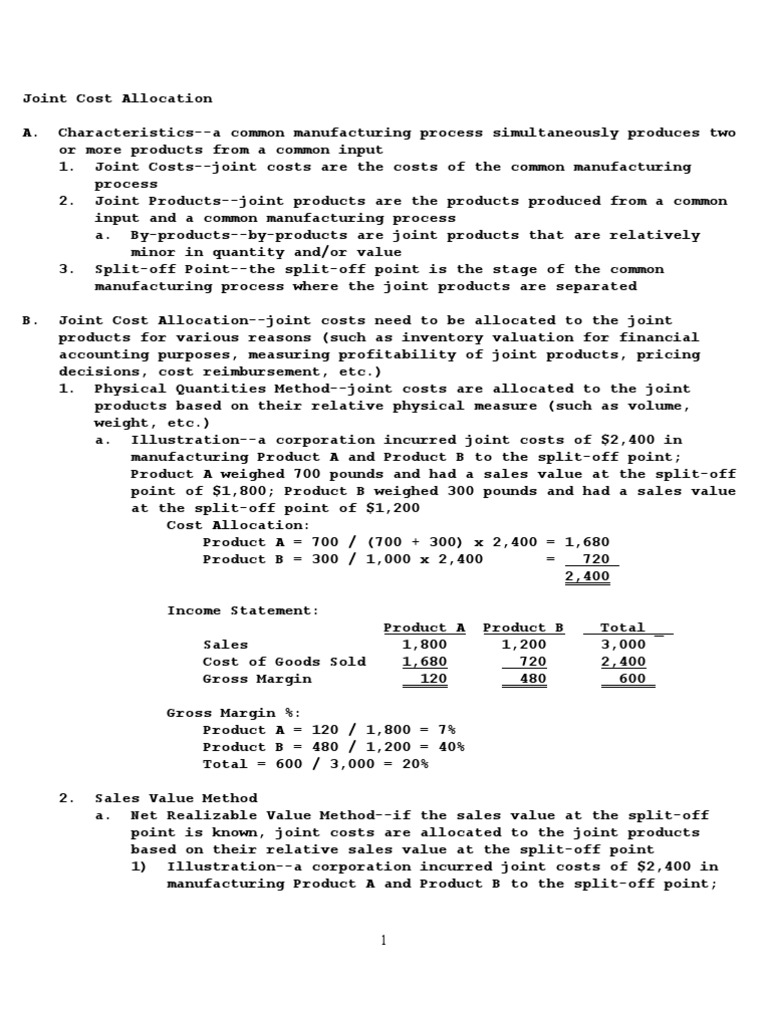 Joint Cost Allocation Methods Explained | PDF | Finance & Money Management