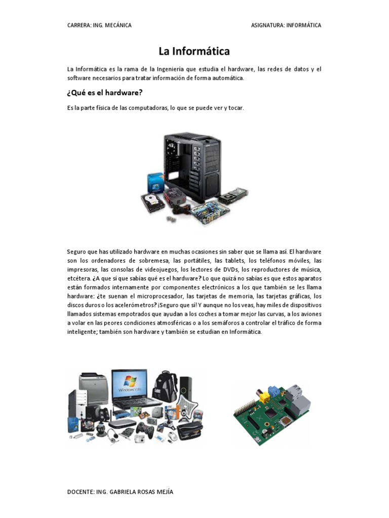 Hardware y Software en Informática Infantil | PDF | Hardware de la ...