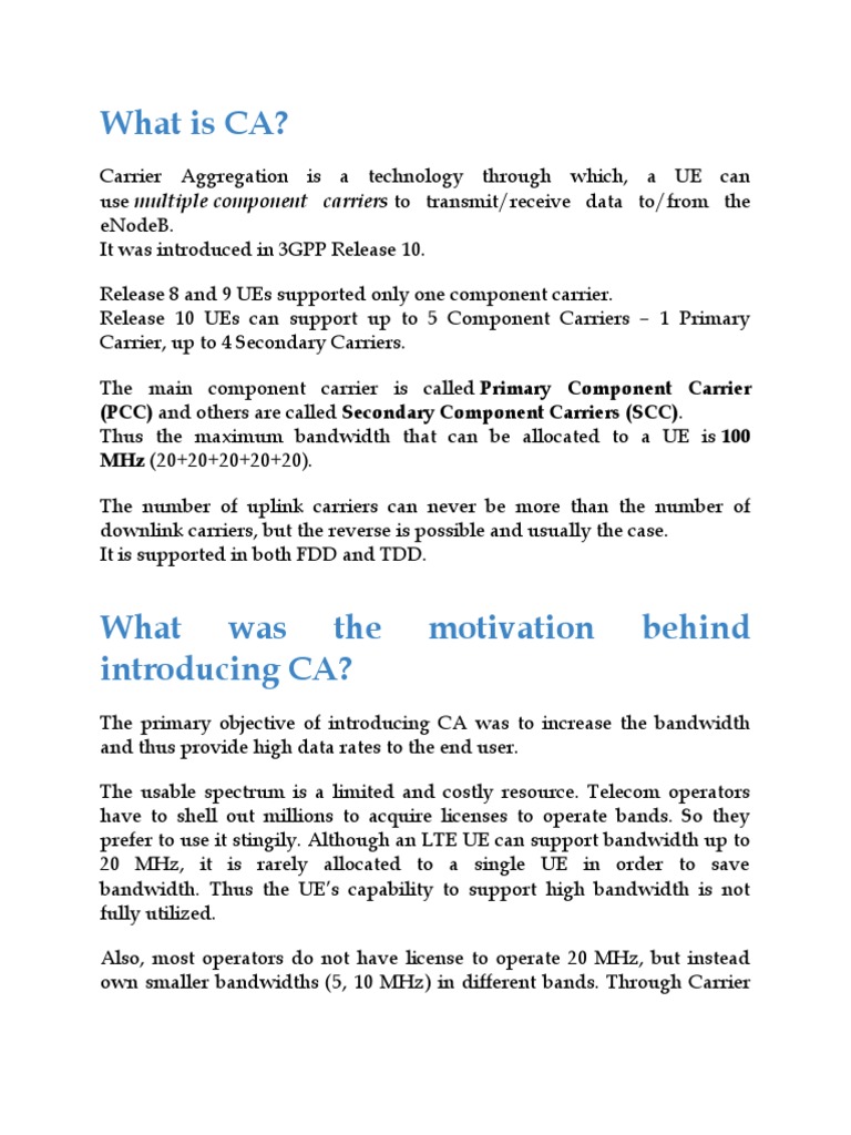 Carrier Aggregation & Dual Connectivity PDF Duplex