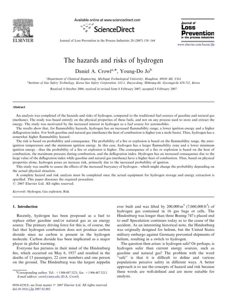 Hydrogen Hazards vs. Gasoline Risks | PDF | Combustion | Hydrogen