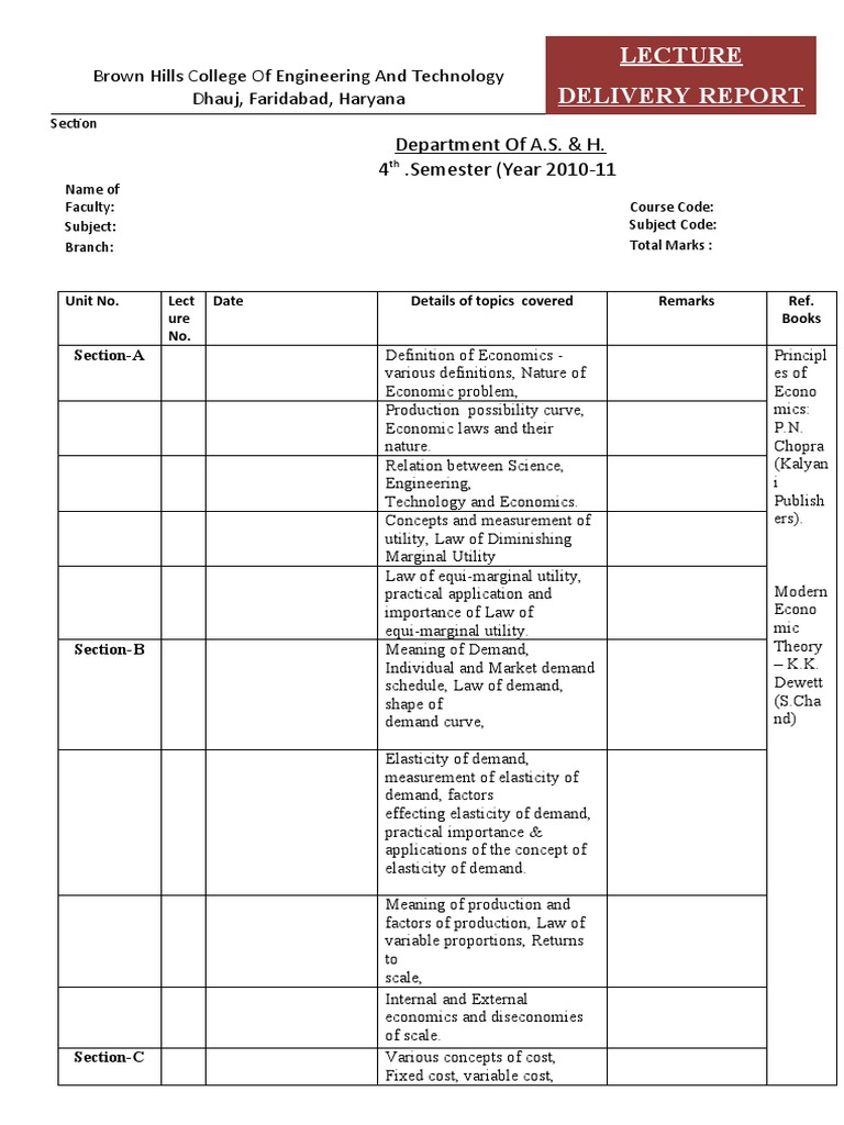 Lecture Plan | PDF | Supply (Economics) | Demand