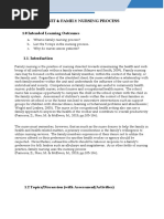 Unit 4: Family Nursing Process: 1.0 Intended Learning Outcomes