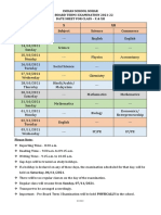 X and XII Pre-Board Term I Exam Date Sheet 2021-22