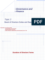 Corporate Governance and Corporate Finance: Topic 3