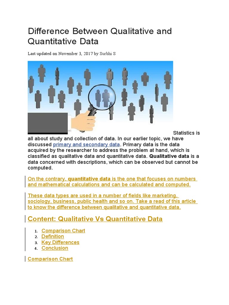 Difference Between Qualitative and Quantitative Data | PDF ...