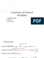 Functions of Several Variables: - Partial Differentiation - Chain Rule - Extreme Points