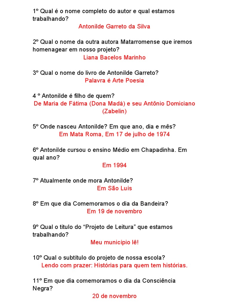 1º Qual É o Nome Completo Do Autor e Qual Estamos Trabalhando | PDF