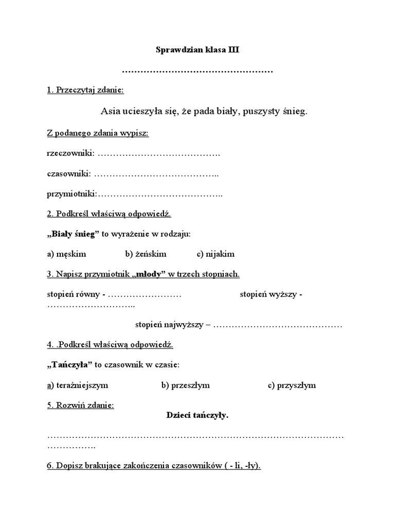 Język Polski Klasa 5 Sprawdziany Pdf
