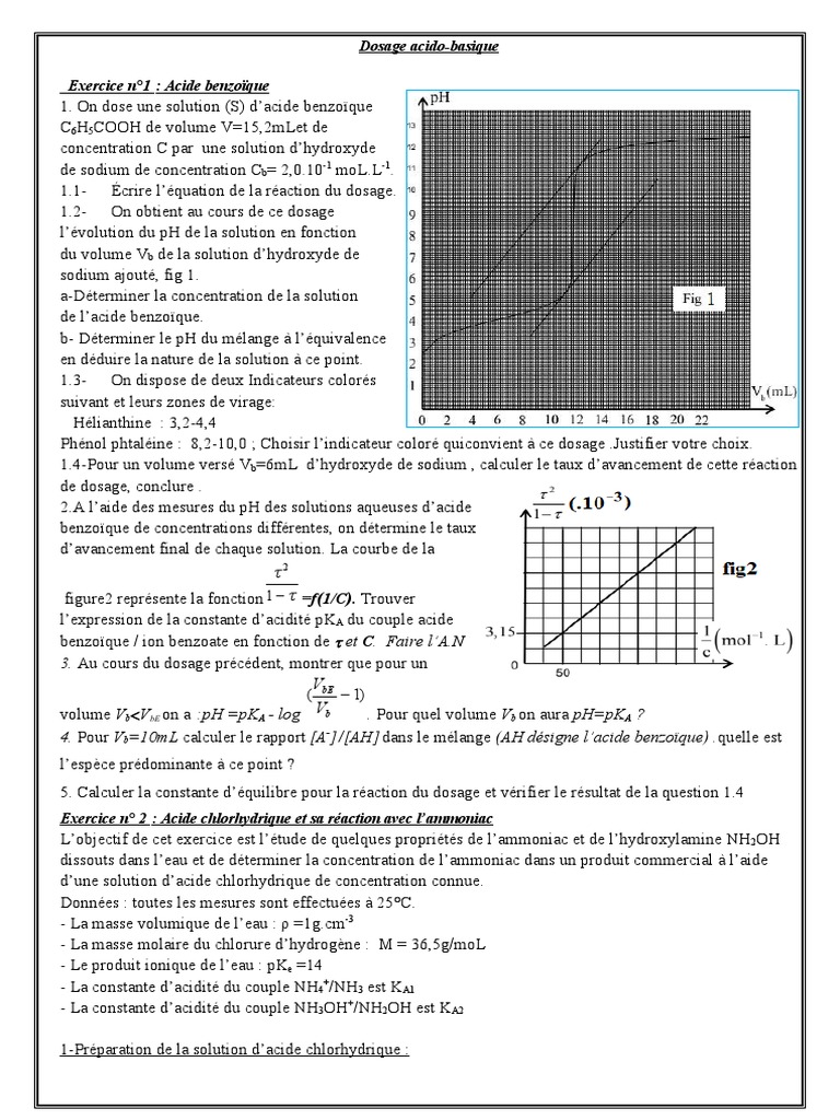 Exercice de dosage acido-basique | PDF | Ph | Acide