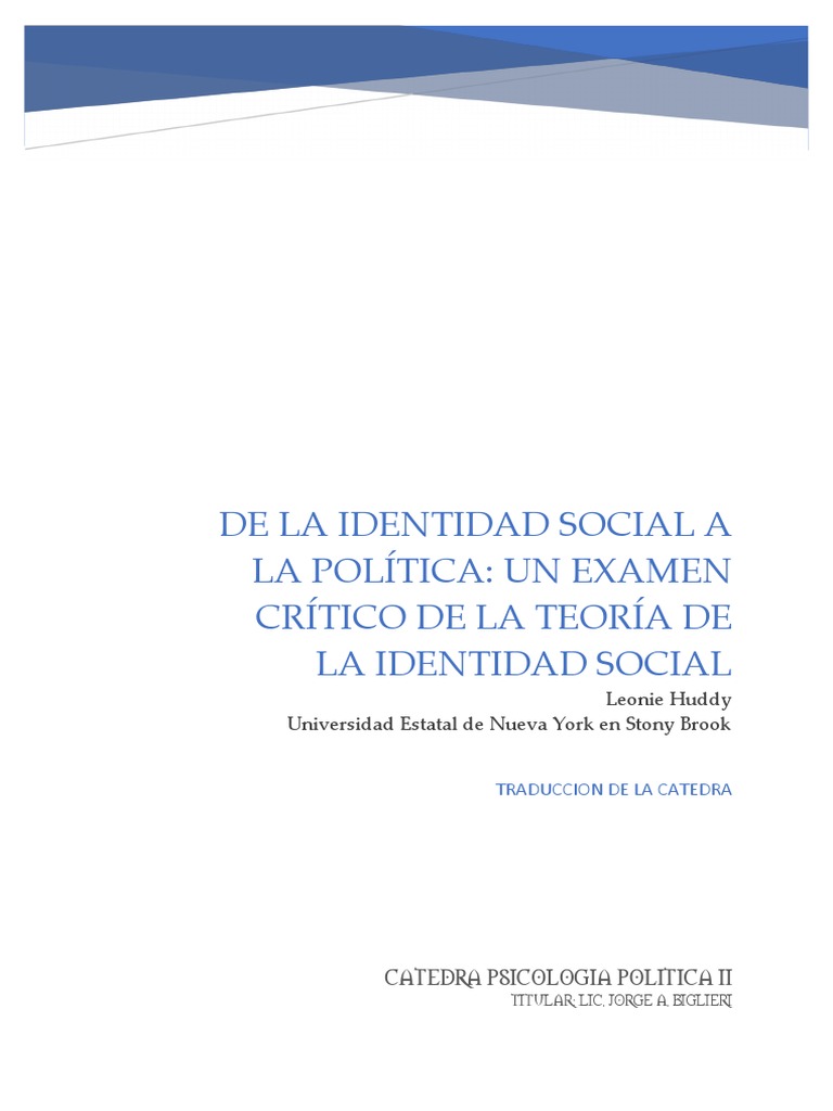 Crítica a la Teoría de Identidad Social | PDF | Sicología | Parcialidad