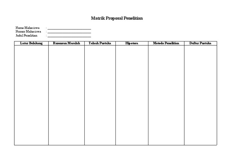 Matrik Proposal Penelitian | PDF | Seni