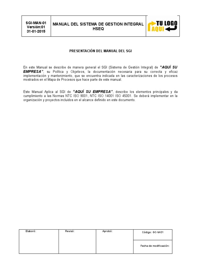 Manual del Sistema de Gestión Integral | PDF | Responsabilidad social ...